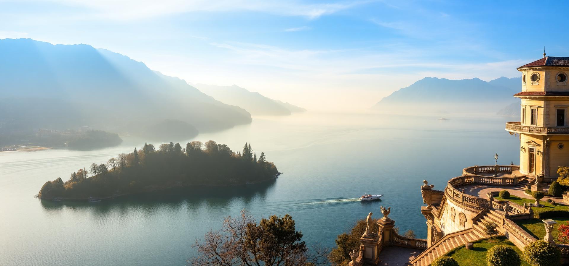 Lake Como with a historic Italian villa